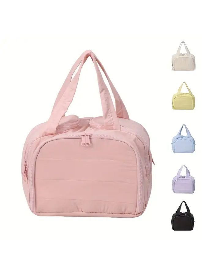 Black Travel Toiletry Bag Polyester Cosmetic Organizer Zippered Foldable Lightweight Machine Washable - Image 1